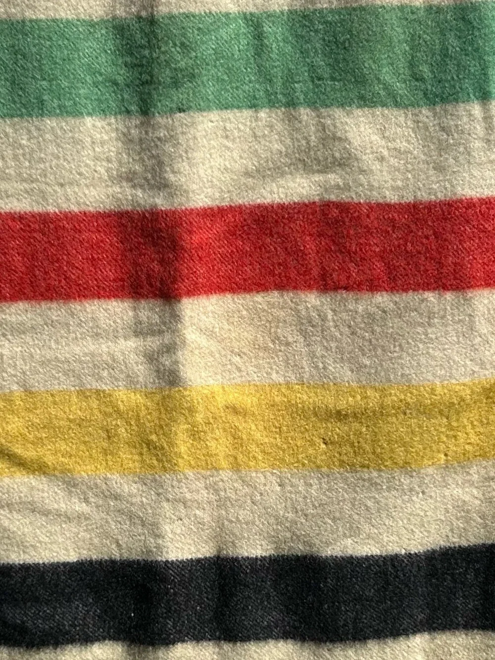 Vintage Blanket 100% Virgin Wool Golden Dawn JC Penney Striped Red Green Yellow